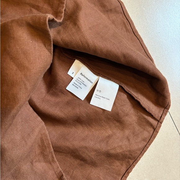 REFORMATION brown linen mini skirt, Size 2, VGUC - Picture 3 of 5
